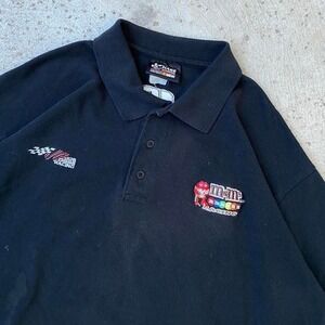 Vintage 90s NASCAR M&M Racing Chase Authentics Polo Black Shirt Size XL